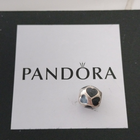 Pandora Retired Sterling Silver Love You Black Enamel Bead - 790543EN22 - Picture 2 of 6